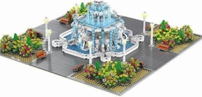 General Jim's LED Lighted Angel Fountain Square Modular Building Set – 2960-Piece Botanical Plaza w/Angel Statue, Detailed Lampposts & Garden Decor for Cityscapes, Compatible with Major Brick Brands