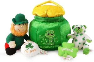 Genius Baby Toys My First St. Patrick's Day 5-Piece Set - St Patricks Day Toys for Babies, Irish Baby Gifts with Stuffed Leprechaun, Teddy Bear, Shamrock, Pot of Gold & 'Kiss Me I'm Irish' Ball