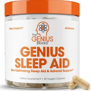 Genius Sleep AID - Smart Sleeping Pills Supplement - Relaxation Enhancer and Mood Support w/Inositol, L-Theanine & Glycine - 40 Capsules
