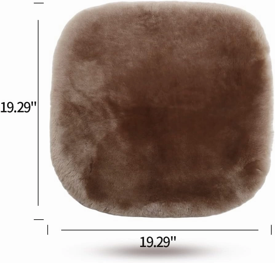 Genuine Sheepskin Auto Seat Pad, Australian Soft Wool Seat Cover Breathable and Sweat-Wicking Comfort Warm Universal Fit,19.2 inch x19.2 inch (Front seat Cushion 1pc, Black)