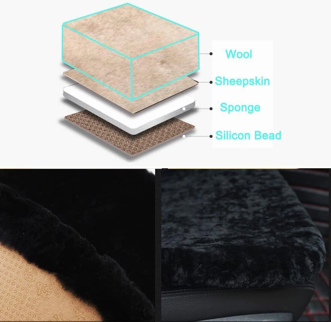 Genuine Sheepskin Car Seat Cushion Natural Fur Wool Seat Cover for Cars Trucks SUV Soft Comfort Office Chair Protector Pad Car Accessories Universal Fit