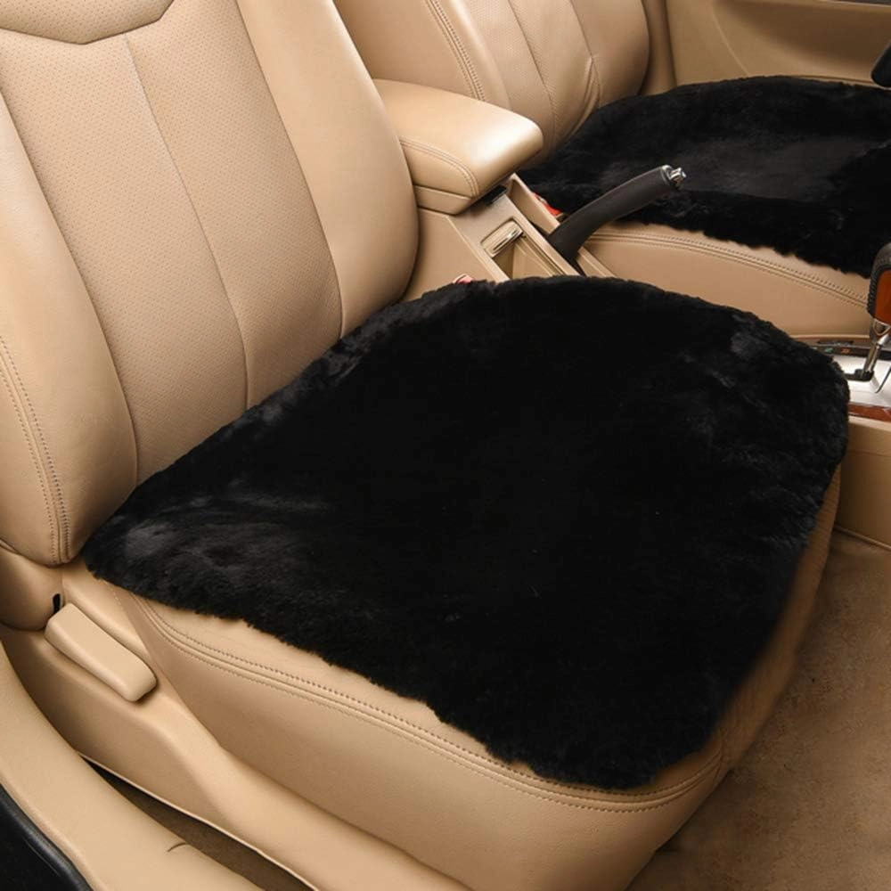 Genuine Sheepskin Car Seat Cushion Natural Fur Wool Seat Cover for Cars Trucks SUV Soft Comfort Office Chair Protector Pad Car Accessories Universal Fit