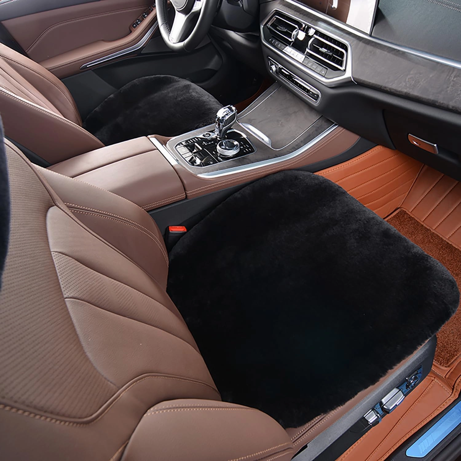 Genuine Sheepskin Car Seat Cushion Natural Fur Wool Seat Cover for Cars Trucks SUV Soft Comfort Office Chair Protector Pad Car Accessories Universal Fit