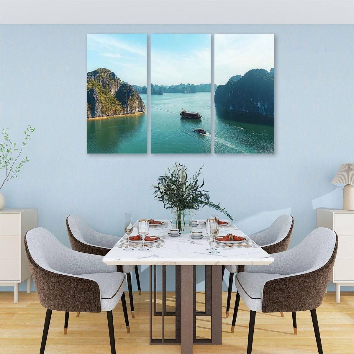 GerardoTee 3 Piece Canvas Wall Art Karst Island Landscape Halong Bay Vietnam Modern Print Paintings Artwork Picture Wall Decor for Living Room Home Office Decor