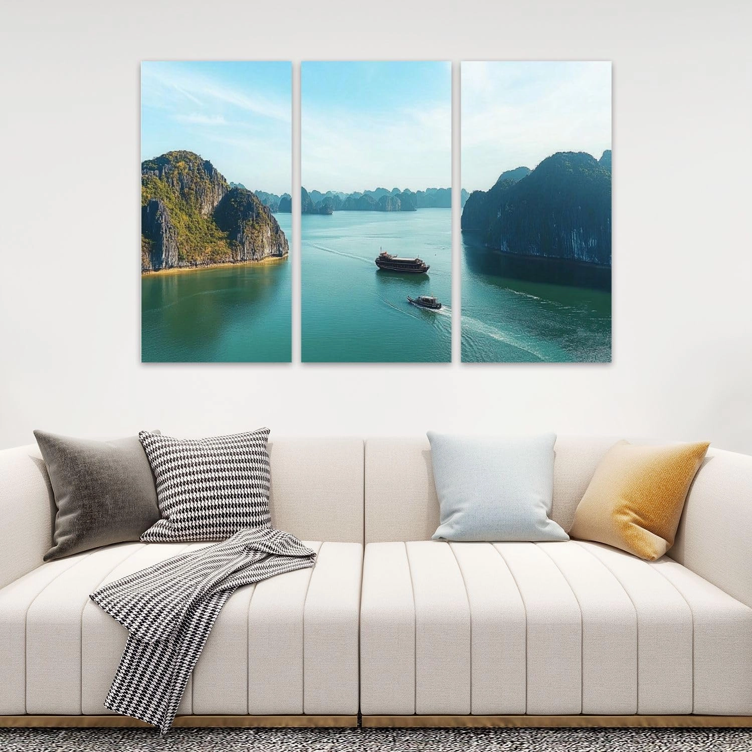 GerardoTee 3 Piece Canvas Wall Art Karst Island Landscape Halong Bay Vietnam Modern Print Paintings Artwork Picture Wall Decor for Living Room Home Office Decor