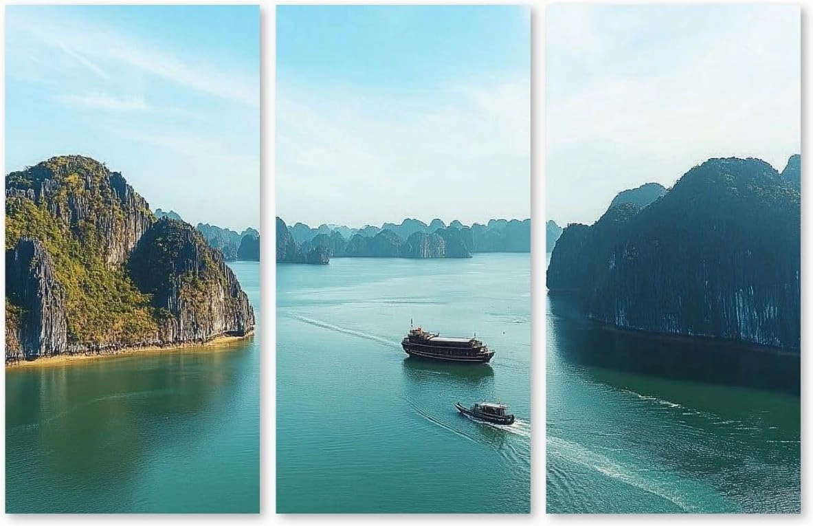 GerardoTee 3 Piece Canvas Wall Art Karst Island Landscape Halong Bay Vietnam Modern Print Paintings Artwork Picture Wall Decor for Living Room Home Office Decor