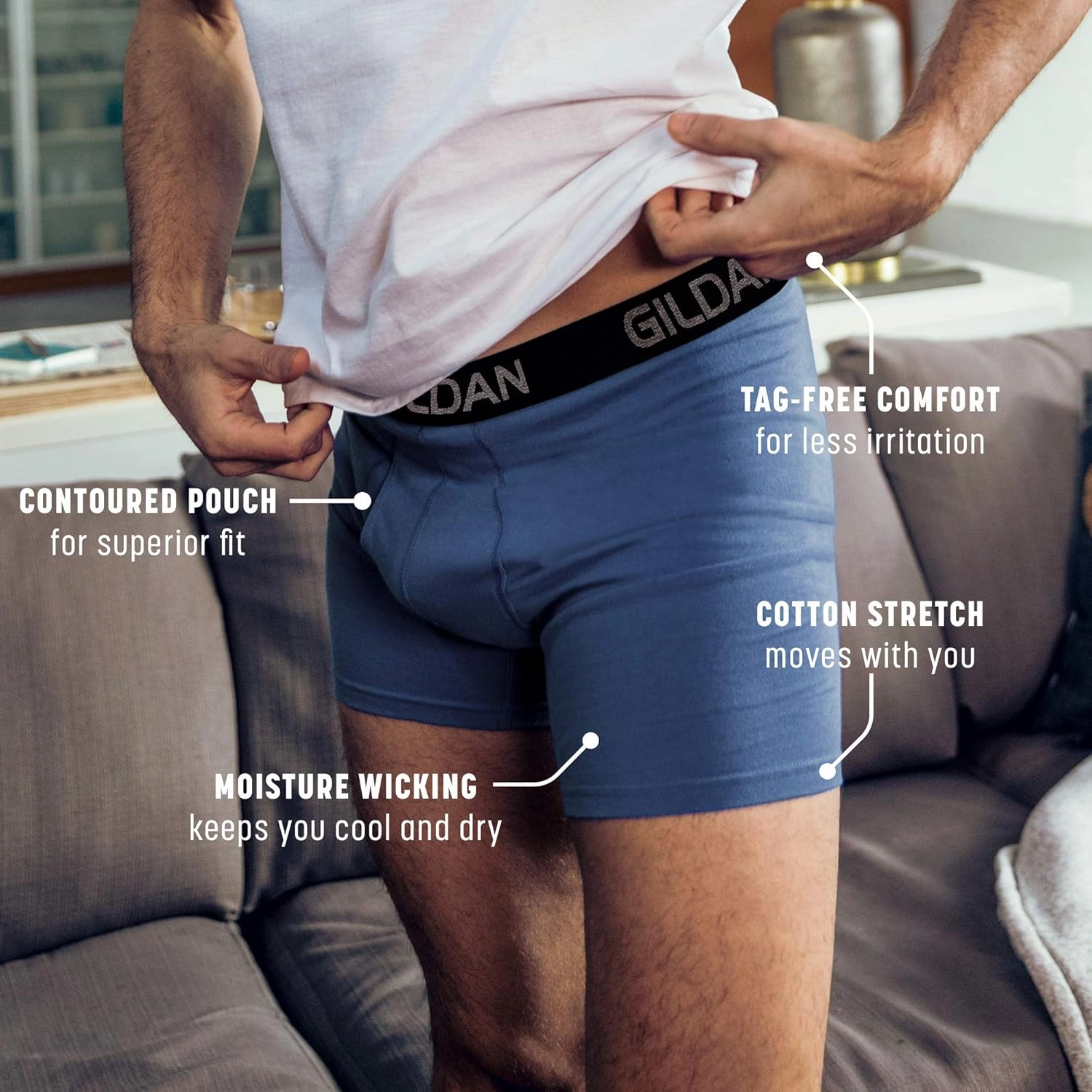 Gildan Men's Underwear Cotton Stretch Boxer Briefs, Multipack