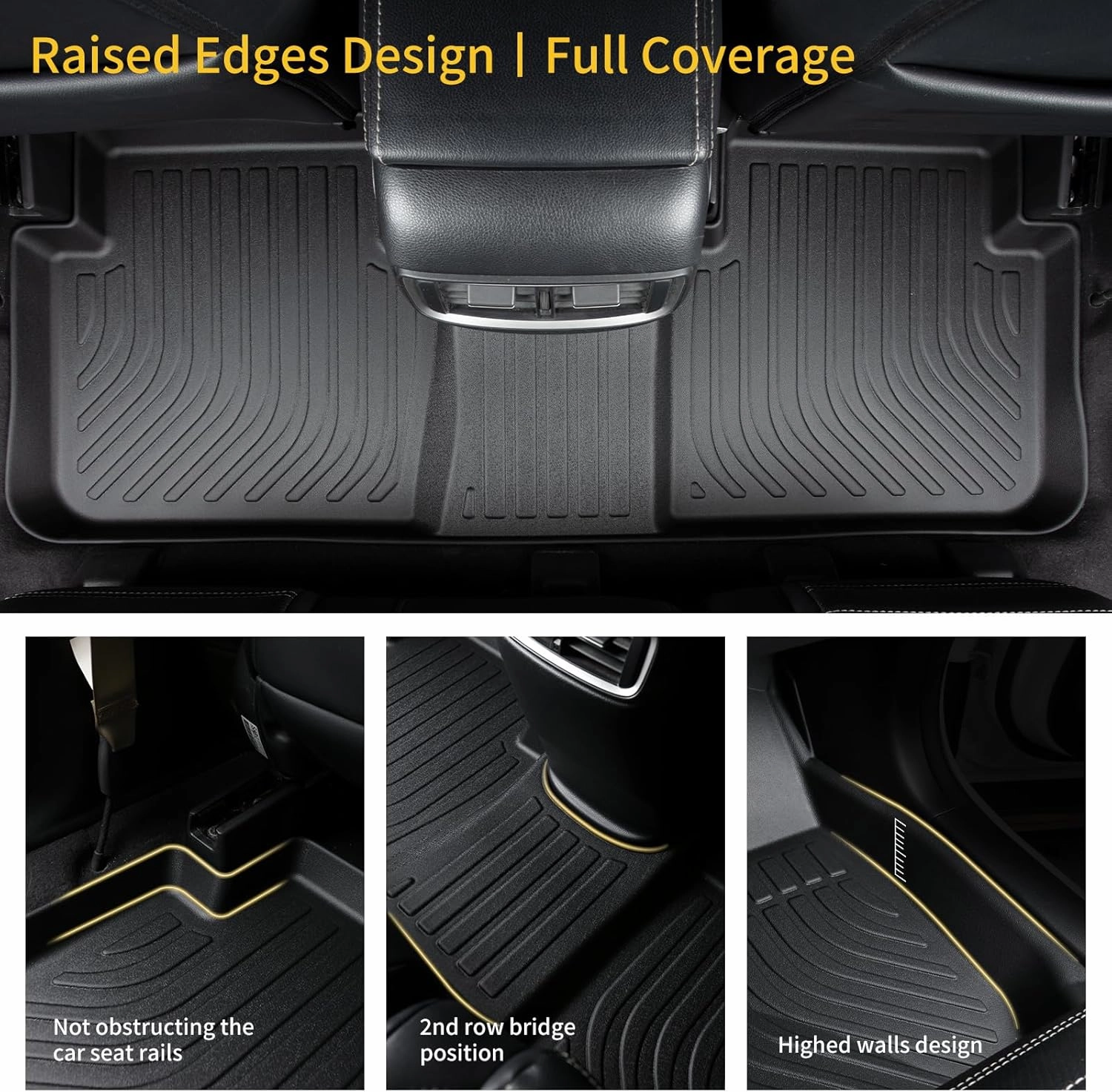 GINOWY-Floor Mats & Cargo Liner for Honda HRV 2016-2022 AWD Models, TPE All Weather HR-V Car Mats Custom fit Anti-Slip Trunk Cargo Mat Waterproof HRV Accessories Mats Black