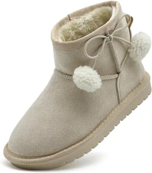 Girls Boots Kids Winter Snow Boots Faux Fur Lined Short Boots Fuzzy Warm Ankle Shoes for Little Big Kids Girls