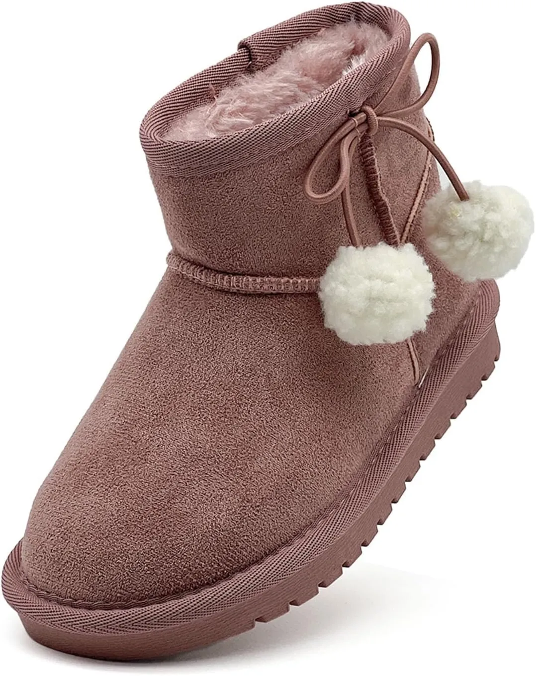 Girls Boots Kids Winter Snow Boots Faux Fur Lined Short Boots Fuzzy Warm Ankle Shoes for Little Big Kids Girls