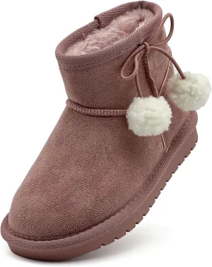 Girls Boots Kids Winter Snow Boots Faux Fur Lined Short Boots Fuzzy Warm Ankle Shoes for Little Big Kids Girls