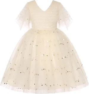 Girls Dress Sloping Bridesmaid Wedding Princess Children's Bow Birthday Ball Party Show Evening Lavender