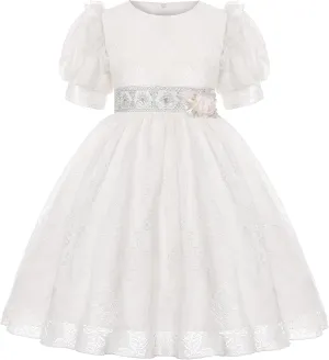 Girls Dress Sloping Bridesmaid Wedding Princess Children's Bow Birthday Ball Party Show Evening Lavender