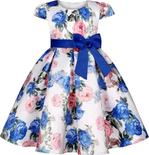 Girls Dress Sloping Shoulder Bridesmaid Wedding Princess Children's Bow Birthday Ball Party Show Evening Lavender