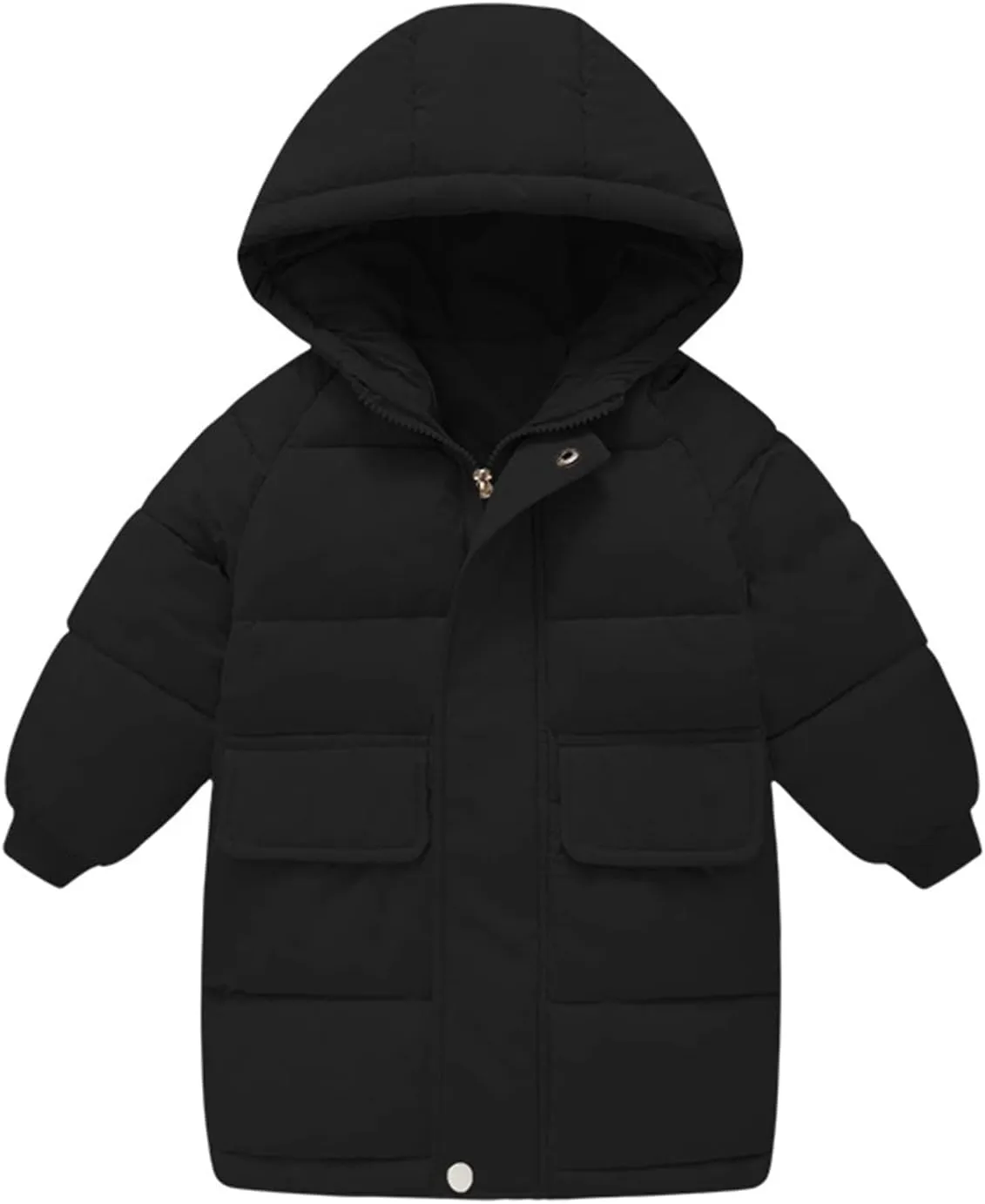 Girls' Long Hooded Puffer Jacket Kids Winter Thicken Padded Down Coat Toddler Water Resistant Quilted Puffer Coat
