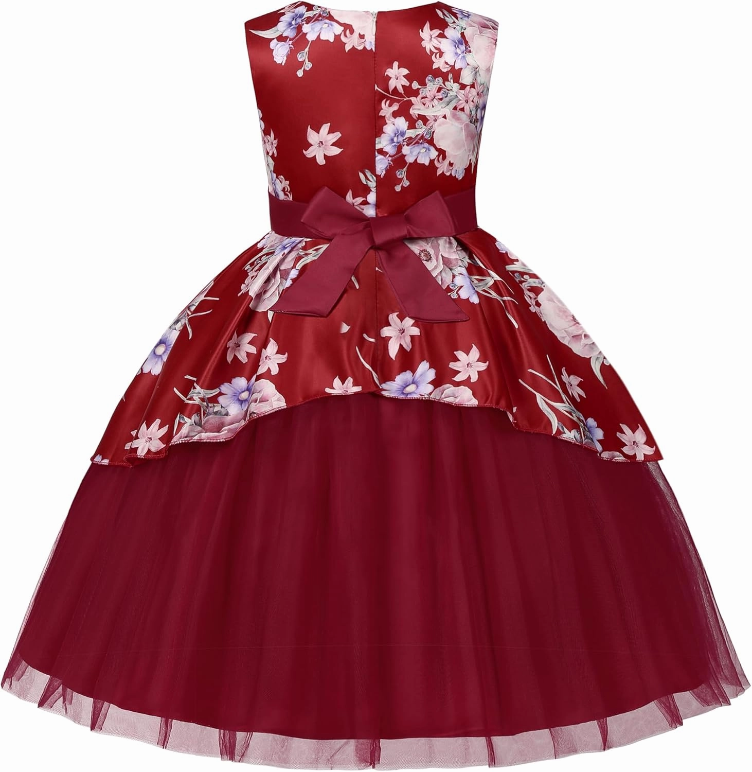Girls Dress Sloping Bridesmaid Wedding Princess Children's Bow Birthday Ball Party Show Evening Lavender