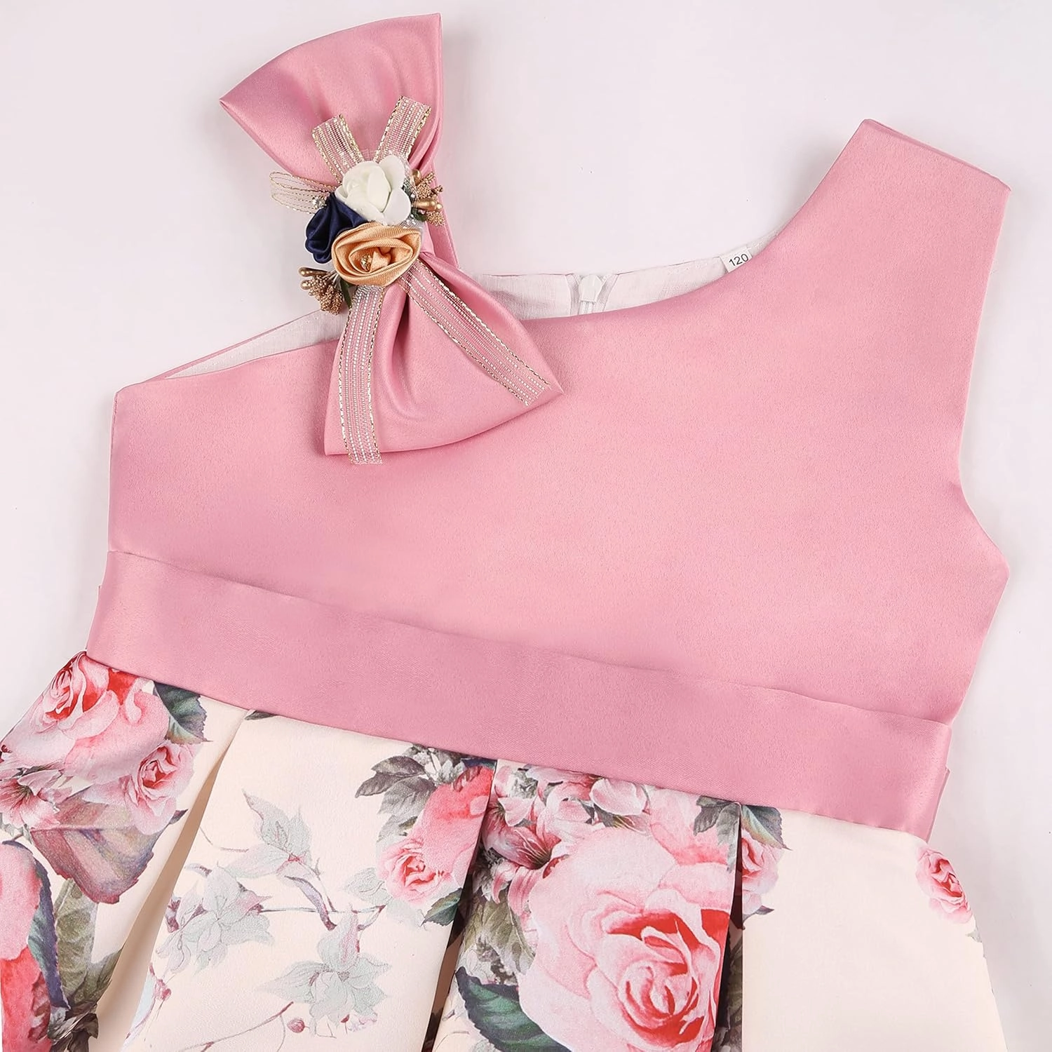 Girls Dress Sloping Shoulder Bridesmaid Wedding Princess Children's Bow Birthday Ball Party Show Evening Lavender