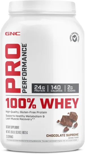 GNC Pro Performance 100% Whey Protein Supplement, 25g Protein, Supports Muscle Strength and Recovery, Chocolate Supreme, 25 Servings