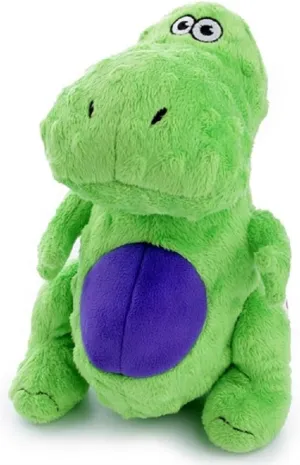 goDog Dinos T-Rex Squeaky Plush Dog Toy, Chew Guard Technology - Green, Large