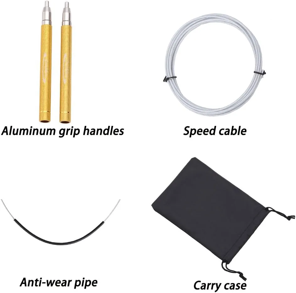 Goothdurs Speed Jump Rope Tangle-Free with Ball Bearing - Adjustable & Self-Locking Aluminum Skipping Ropes with Carrying Pouch Ideal for Crossfit Training, Boxing, and MMA Workouts