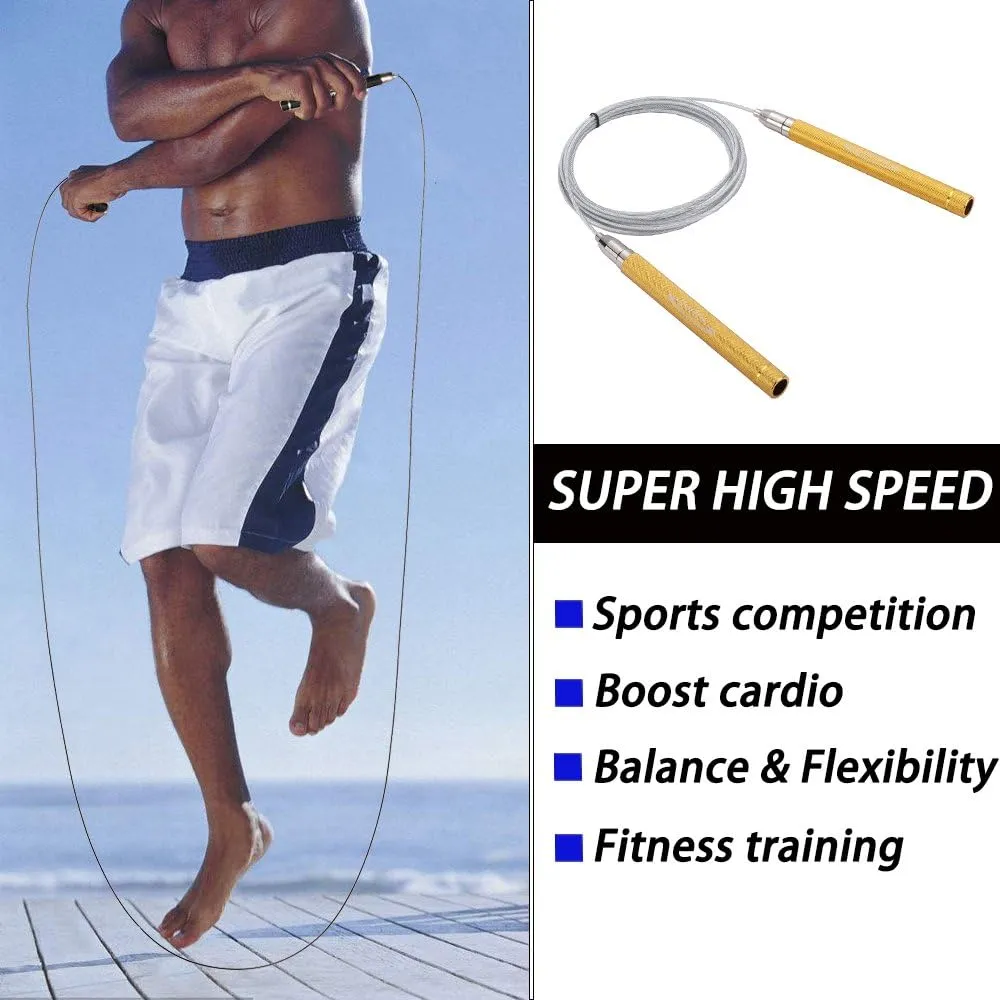 Goothdurs Speed Jump Rope Tangle-Free with Ball Bearing - Adjustable & Self-Locking Aluminum Skipping Ropes with Carrying Pouch Ideal for Crossfit Training, Boxing, and MMA Workouts