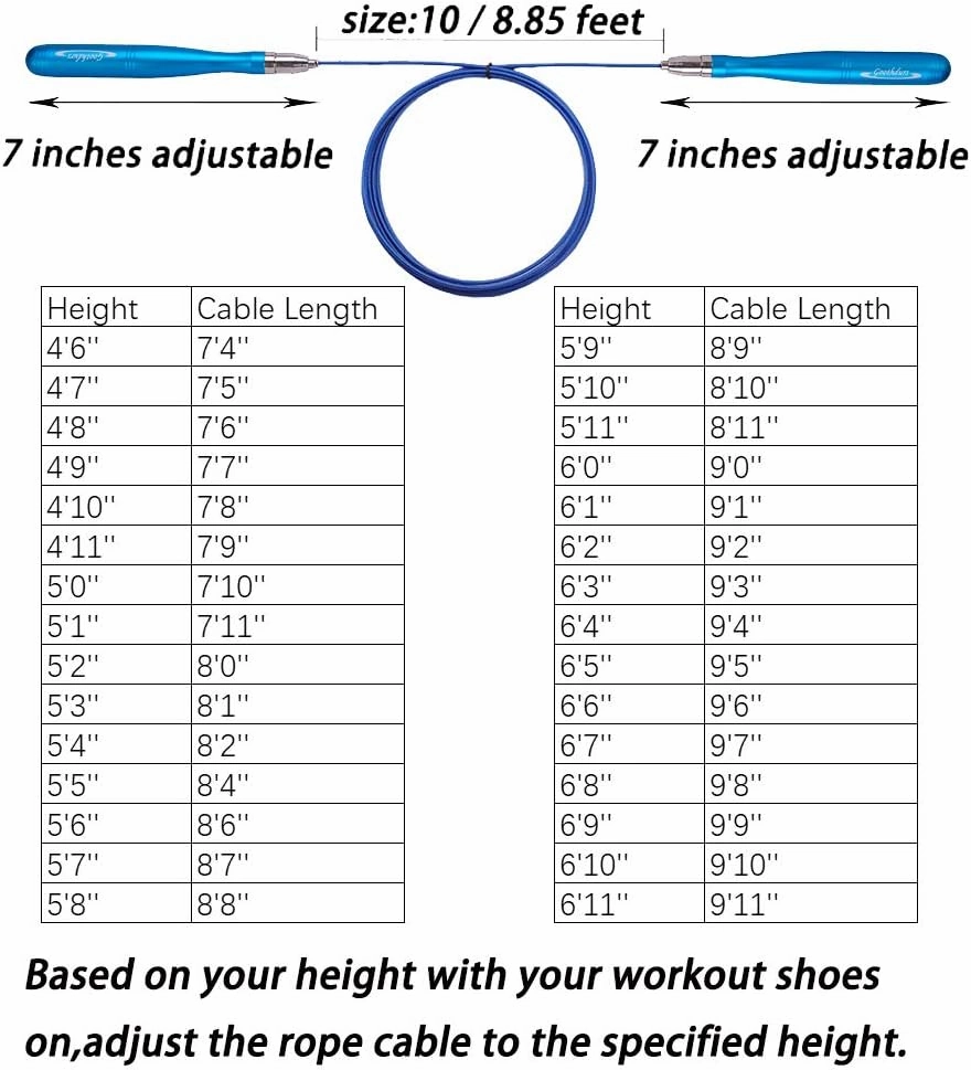 Goothdurs Speed Jump Rope Tangle-Free with Ball Bearing - Adjustable & Self-Locking Aluminum Skipping Ropes with Carrying Pouch Ideal for Crossfit Training, Boxing, and MMA Workouts