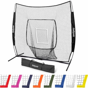 GoSports 7x7 ft Baseball & Softball Nets - Available in Team Colors - Batting & Pitching Net with Strike Zone