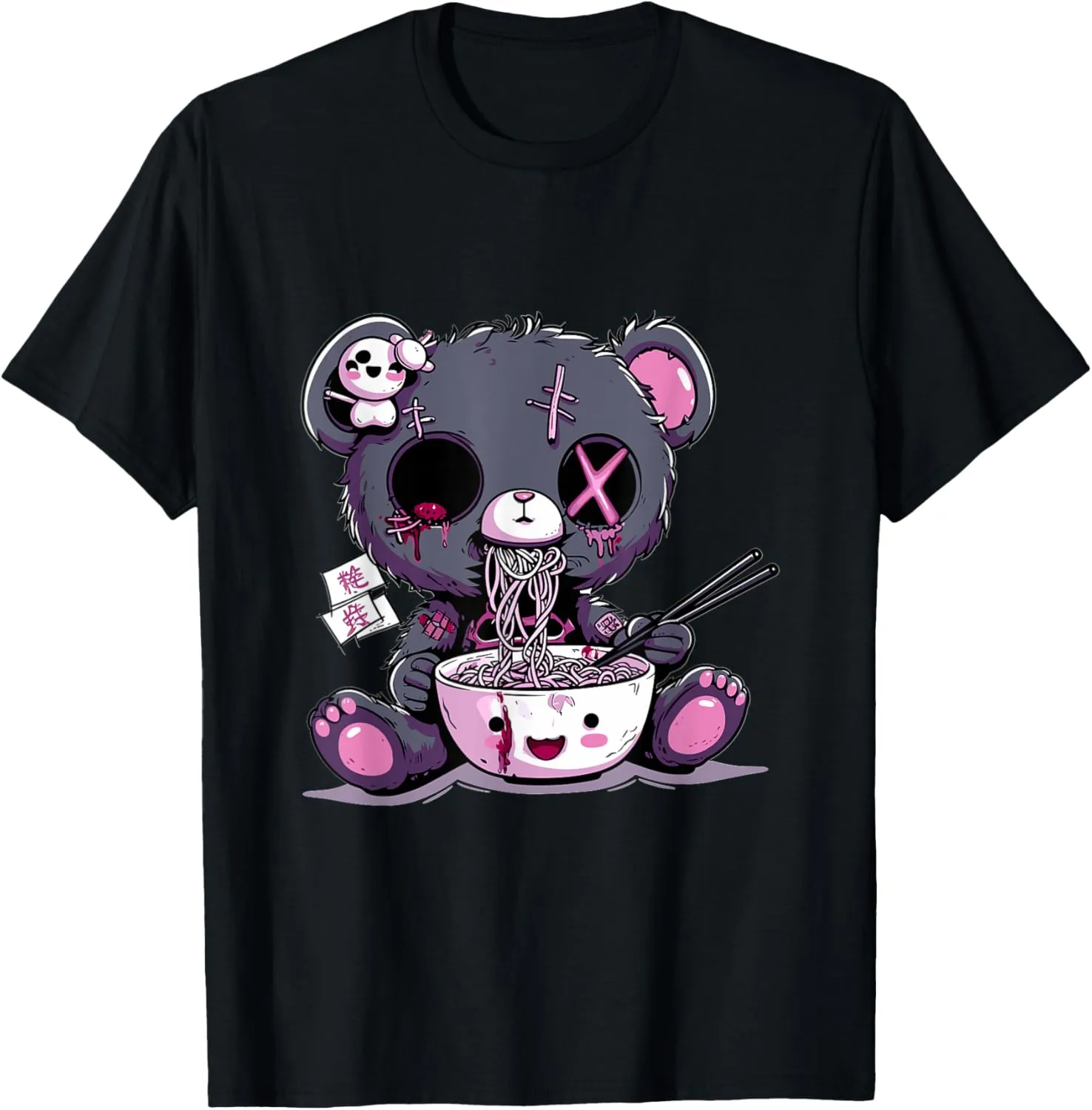 Goth Pastel Cute Creepy Kawaii Teddy Bear Voodoo Doll Ramen T-Shirt