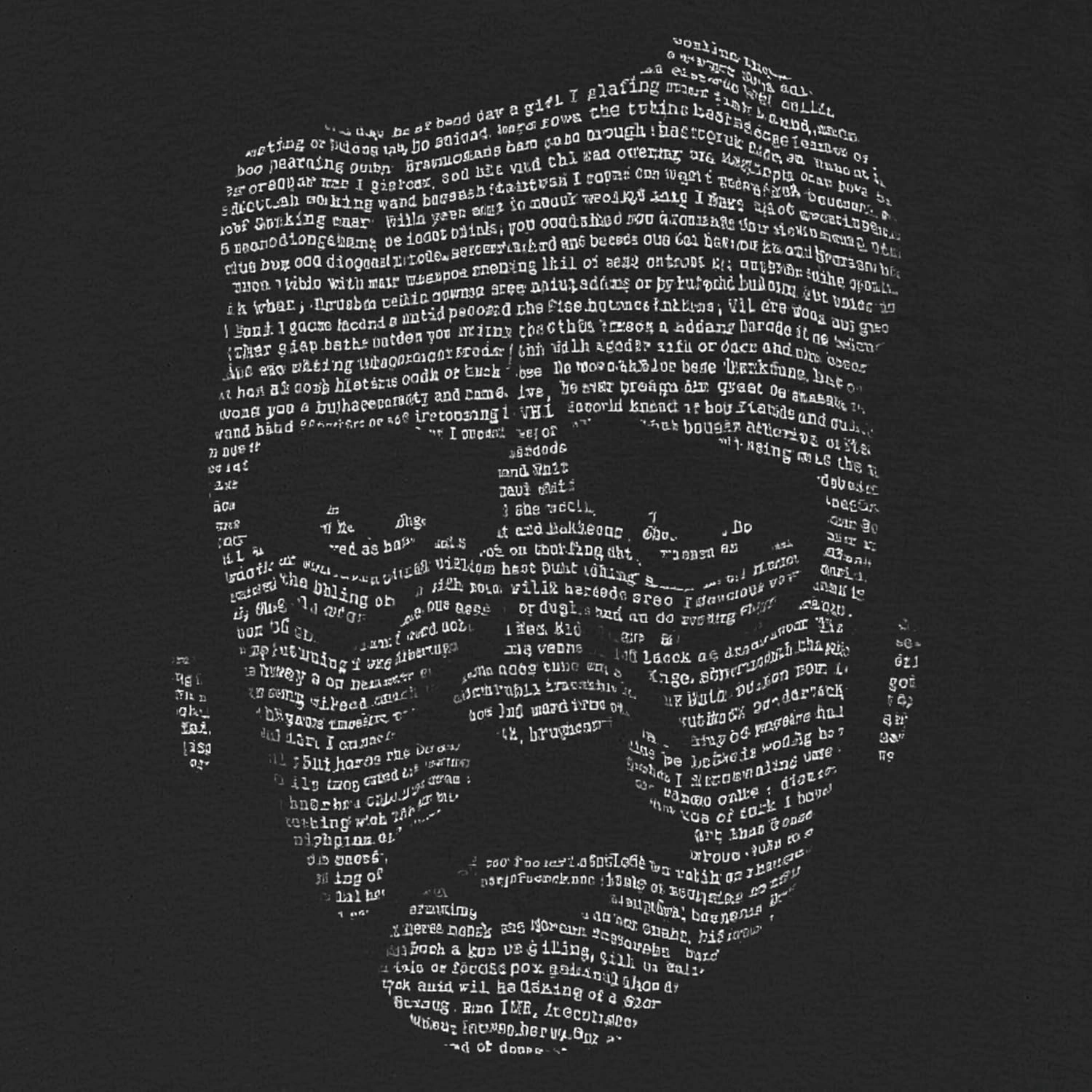 Gothic Wordsmith Typographic Portrait Tee - 19th Century Literary Calligram Shirt