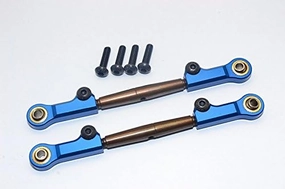 GPM For HPI Bullet Nitro 3.0 Upgrade Parts Spring Steel Front Adjustable Tie Rod With Aluminum Ends (4mm Anti Cross-Thread, To Extend 73mm-80mm) - 1Pr Set Blue
