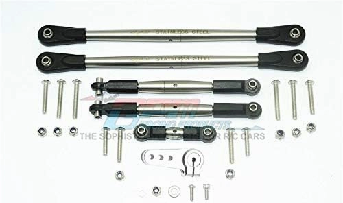 GPM For Losi 1/6 Super Baja Rey 4X4 Desert Truck Upgrade Parts Stainless Steel Adjustable Tie Rods With Aluminum Servo Horn - 29Pc Set Silver
