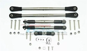 GPM For Losi 1/6 Super Baja Rey 4X4 Desert Truck Upgrade Parts Stainless Steel Adjustable Tie Rods With Aluminum Servo Horn - 29Pc Set Silver