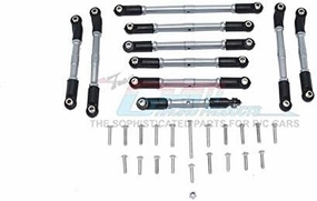 GPM For Tamiya Merc-Benz G500 CC-02 (#58675) Aluminum Adjustable Suspension Links & Steering Tie Rods - 10Pc Set Gray Silver
