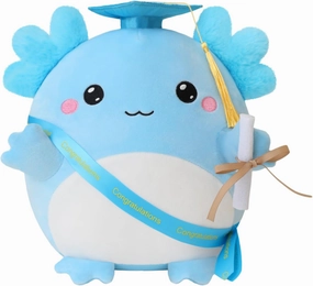 Graduation Axolotl Stuffed Animals, Lovely Axolotl Plush Graduation Gifts with Grad Diploma Cap Decorations for Graduator, Graduation Party (Blue,10 inch)