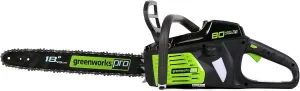 Greenworks 80V 18" Brushless Cordless Chainsaw (Great for Tree Felling, Limbing, Pruning, and Firewood) / 75  Compatible Tools), Tool Only - Battery & Charger Not Included