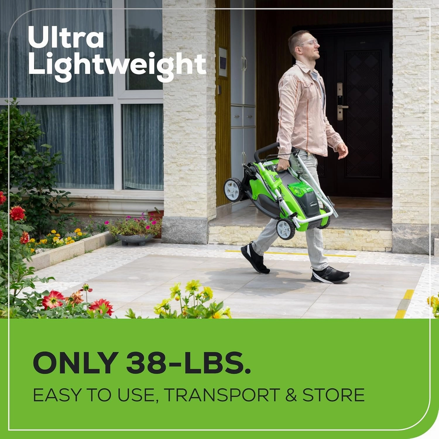 Greenworks 40V 16" Cordless (Push) Lawn Mower (75  Compatible Tools), 4.0Ah Battery and Charger Included