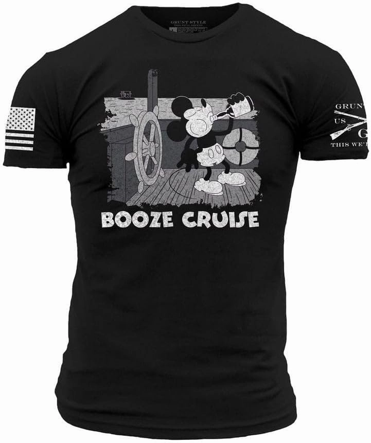 Grunt Style Booze Cruise Men's T-Shirt (Black, Small)