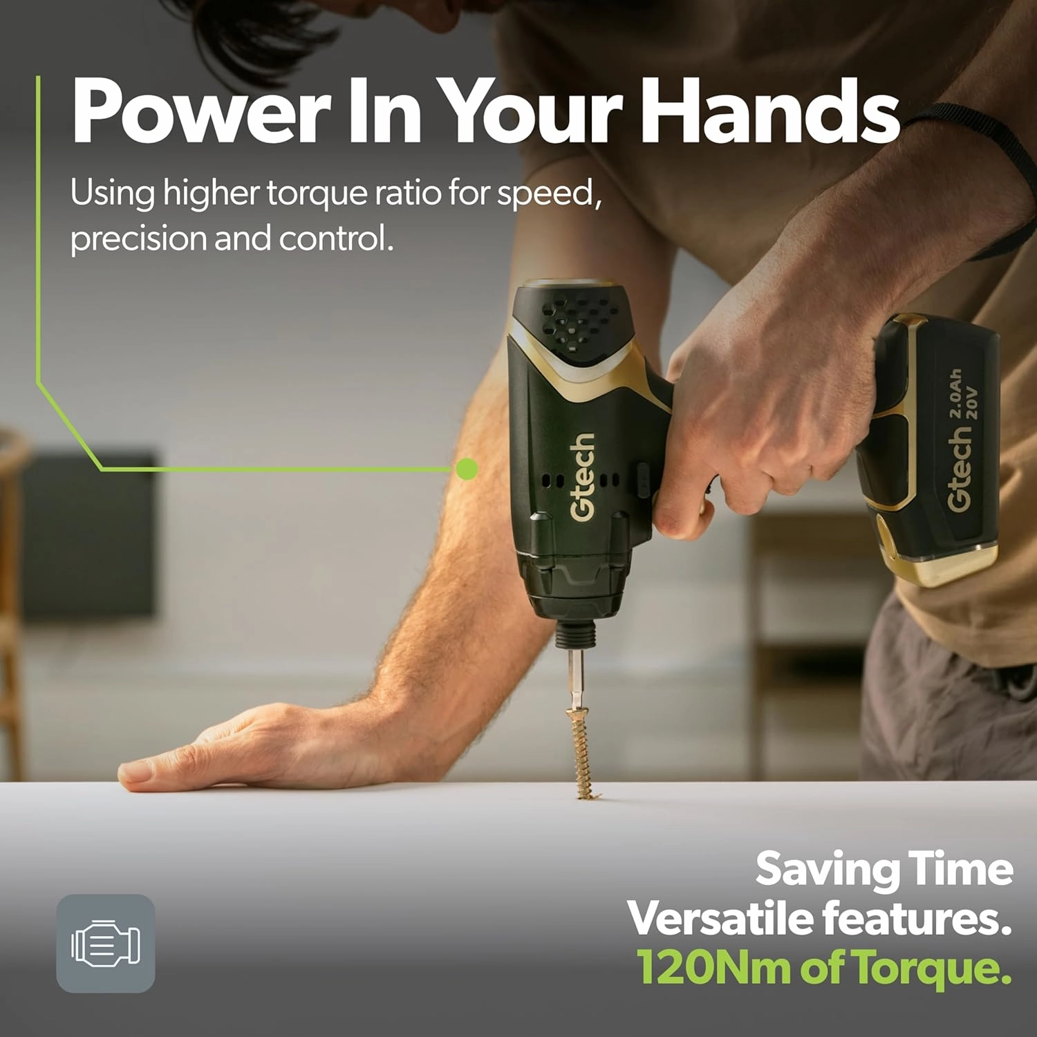 Gtech Impact Driver Bundle - Cordless Impact Driver - Perfect for Installing Screws, Fasteners, and More - Includes Impact Driver, 20V Battery/Charger - Complete Your Home Tool Kit