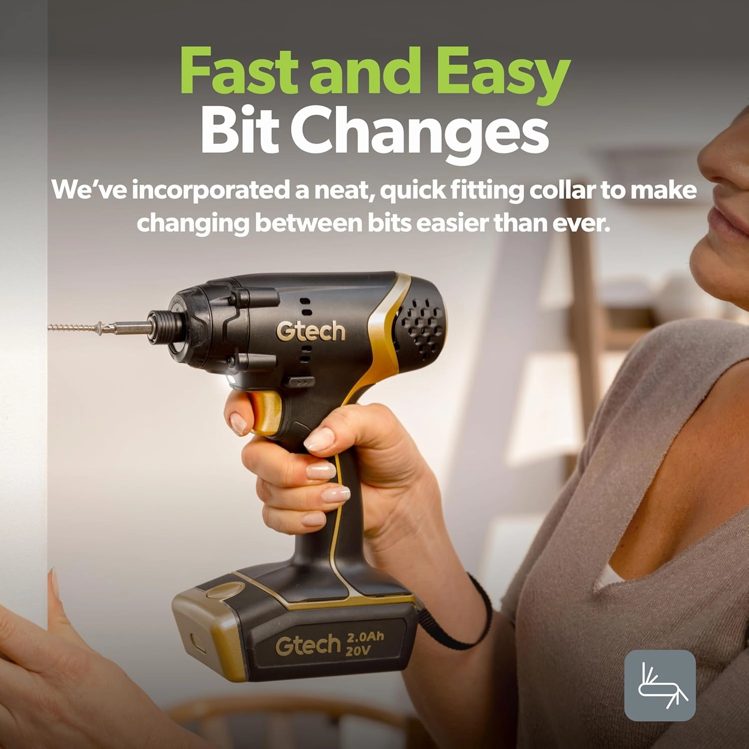 Gtech Impact Driver Bundle - Cordless Impact Driver - Perfect for Installing Screws, Fasteners, and More - Includes Impact Driver, 20V Battery/Charger - Complete Your Home Tool Kit