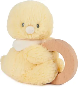 GUND Baby Sustainable Duckling Ring Rattle, Stuffed Animal Plush Made from 100% Recycled Plush Materials, Wooden Rattle for Babies and Newborns, Yellow, 10”