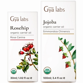 Gya Labs Rosehip Oil for Face (30ml) & Jojoba Oil for Hair (100ml) Set - 100% Natural Aromatherapy Grade Essential Oils Set