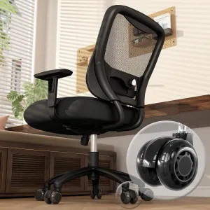 GYI Big and Tall Office Chair 500lbs, M208 Computer Desk Chair with Adjustable Lumbar Support, Mesh Back, Wide Seat&Arms, Heavy Duty Gas Lift&Base, Dual Rubber Wheels