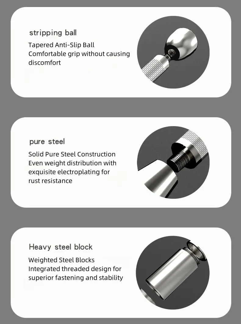 Gym Core Hammer Club Bell Silver Steel Club Bell Pure Steel Adjustable Fitness Fat Loss Exercise Equipment