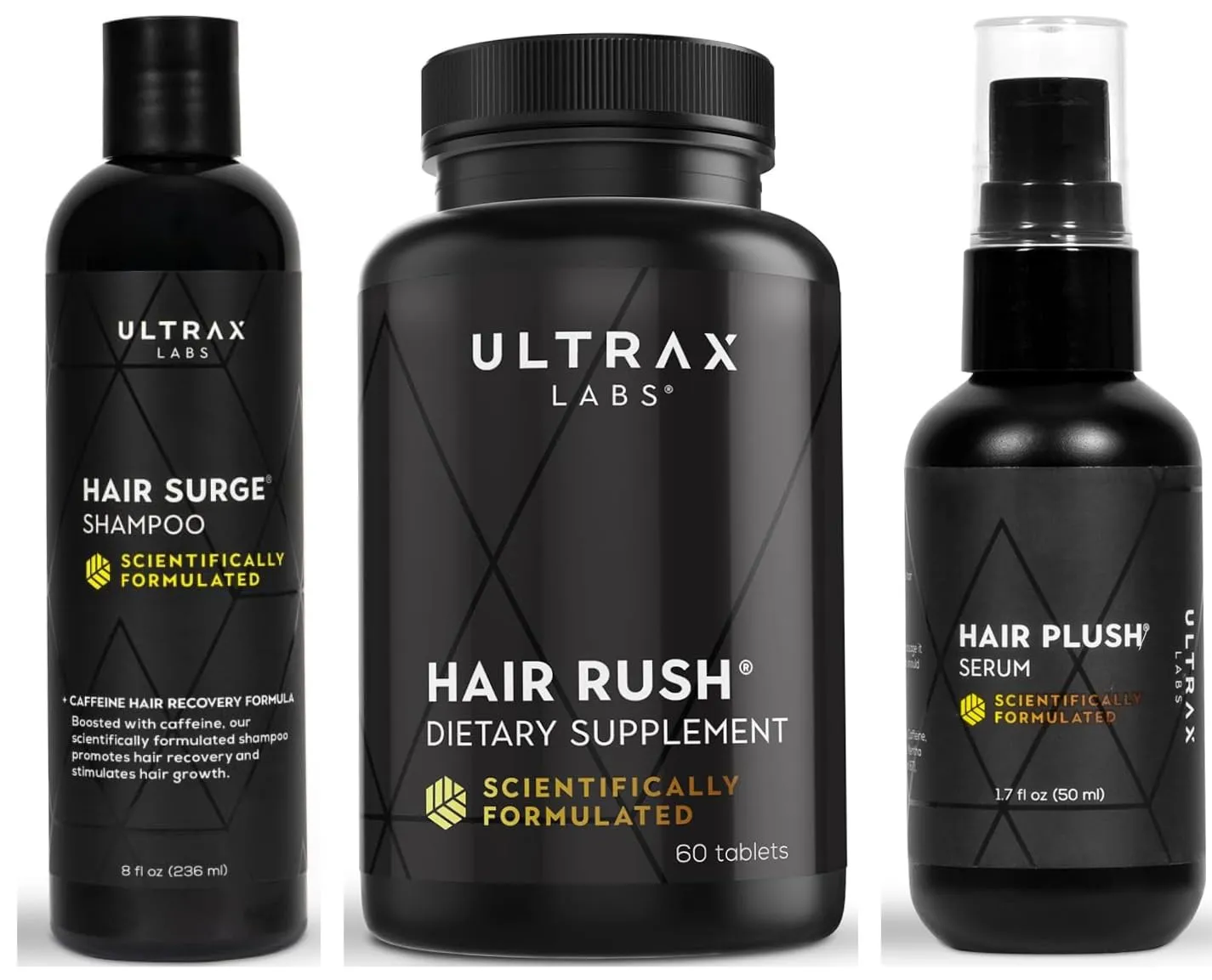 Hair Surge Shampoo, Hair Rush and Hair Plush Serum Bundle