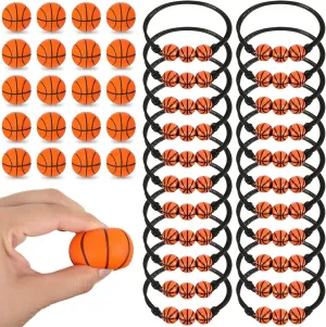 Hanaive 64 Pcs Basketball Theme Party Favors Including 32 Pcs Mini Basketball Stress Ball and 32 Pcs Adjustable Bracelets Sport Ball Party Favor Set for Team Reward Birthday(Basketball)