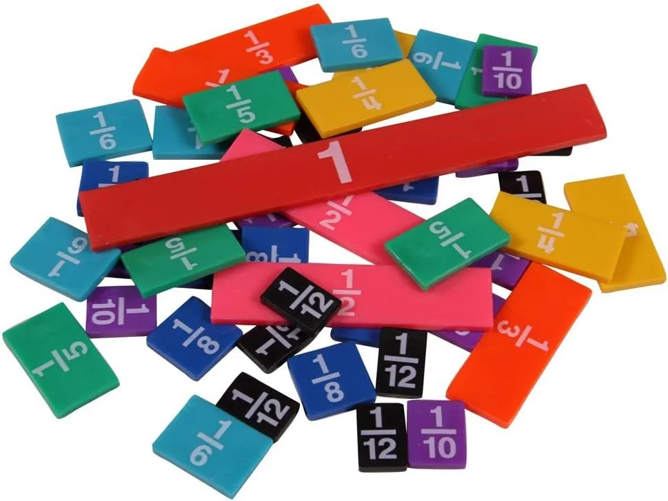 hand2mind Plastic Rainbow Fraction Tiles, Montessori Math Materials, Fraction Manipulatives, Unit Fraction, Fraction Bars Math Manipulatives, Fraction Games, Homeschool Supplies (15 Sets of 51 Pieces)