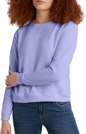 Hanes Women's Ecosmart V-Notch Crewneck Sweatshirt, Fleece Pullover Sweatshirt For Women