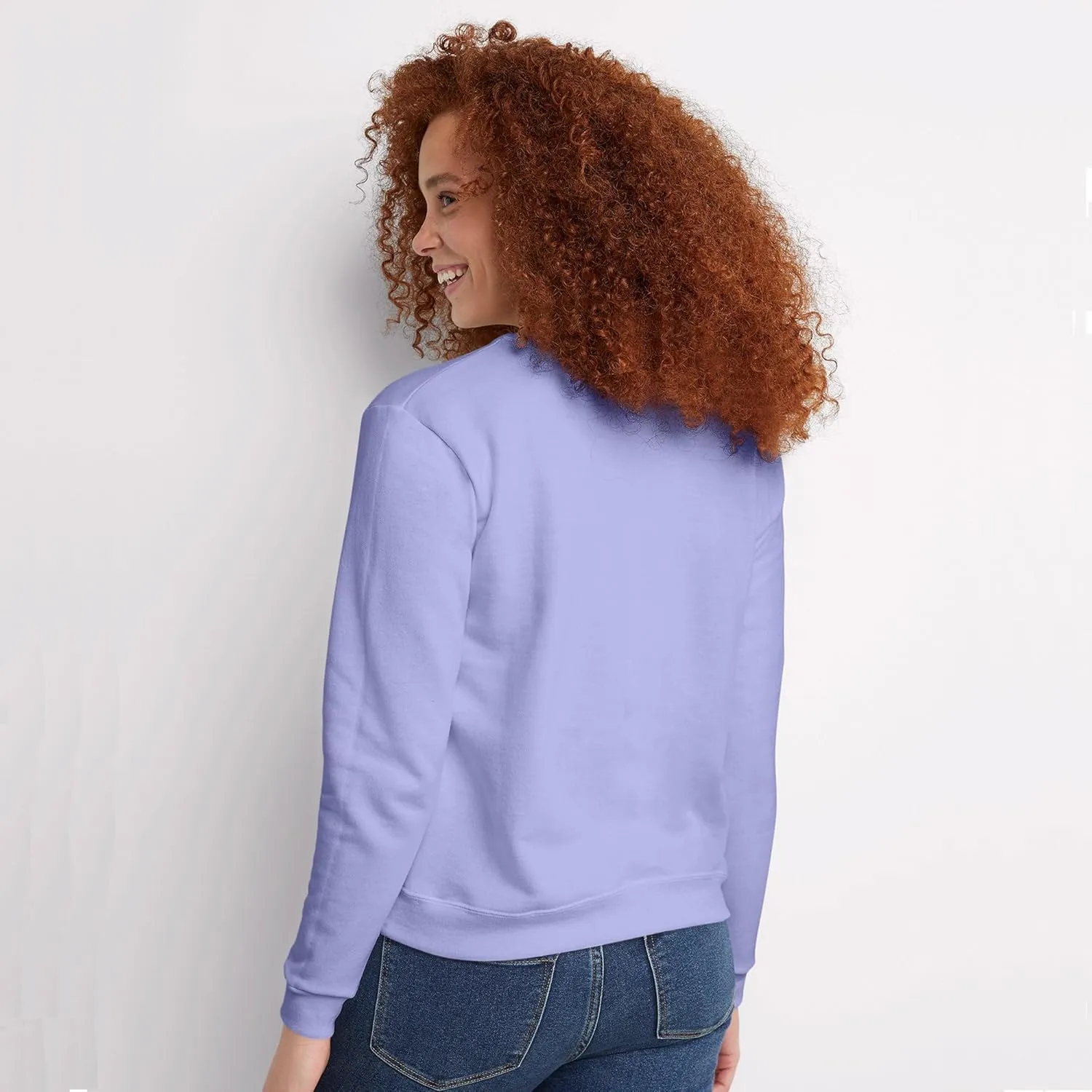 Hanes Women's Ecosmart V-Notch Crewneck Sweatshirt, Fleece Pullover Sweatshirt For Women