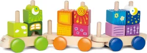 Hape Fantasia Building Blocks Toddler Push and Pull Train Set L: 15.9, W: 3.2, H: 4.7 inch