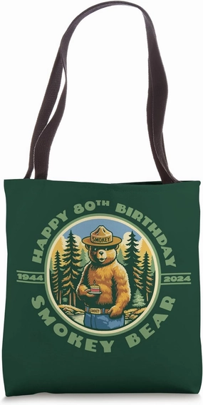 Happy 80th Birthday Smokey Bear 1944-2024 Retro Cupcake Tote Bag
